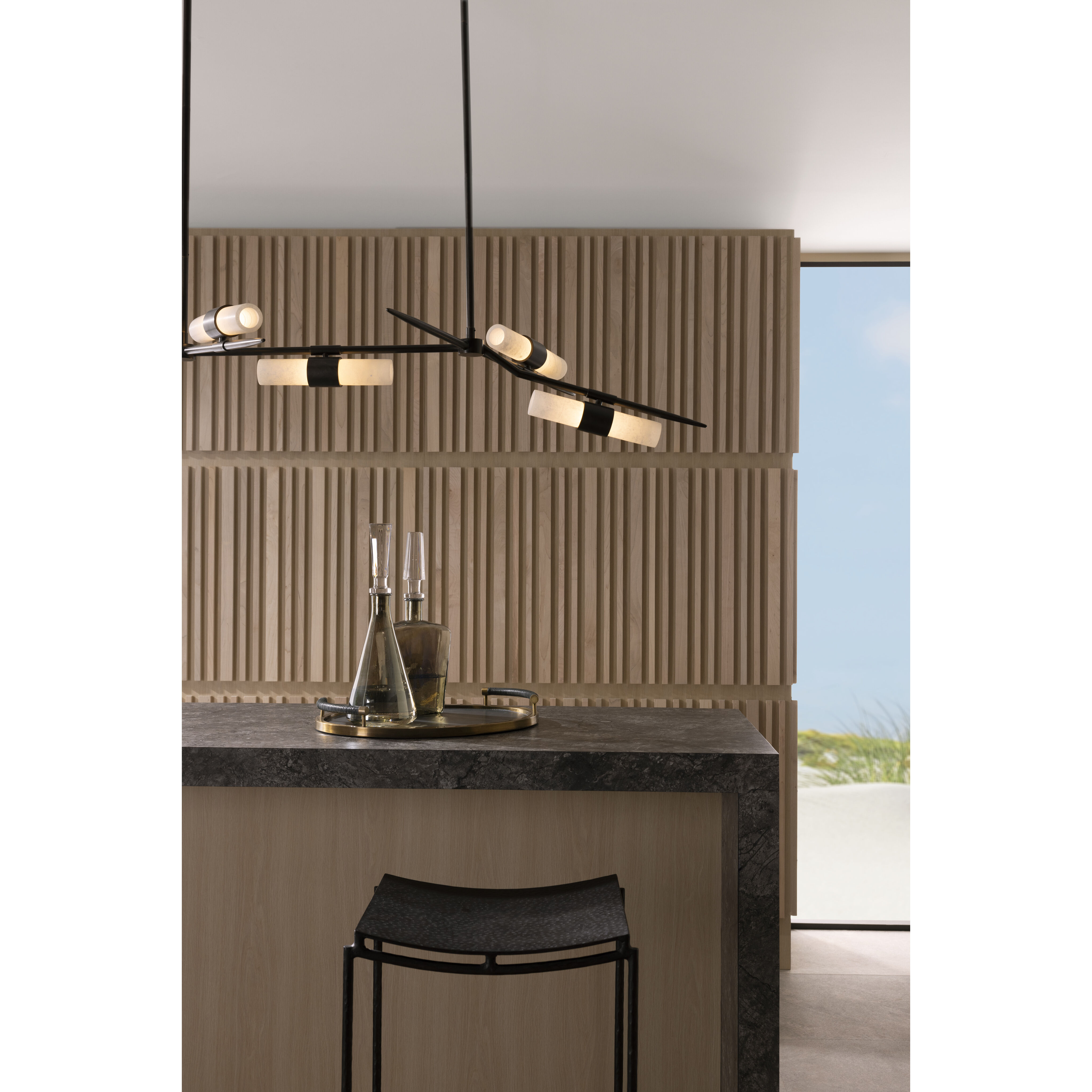 Travis 8 Light 62 inch English Bronze Linear Chandelier Ceiling Light